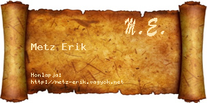 Metz Erik névjegykártya